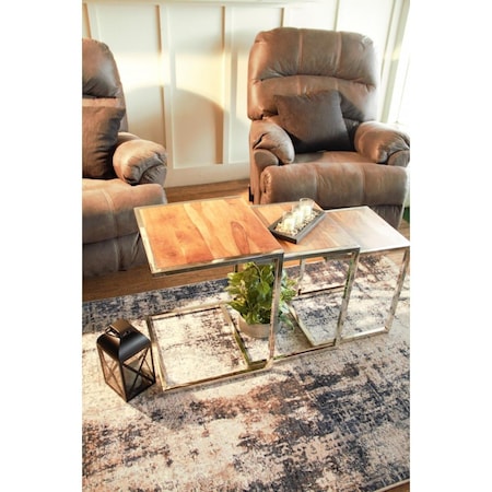 Gfancy Fixtures Stylish Wood & Metal C Shaped Nesting End Tables - Set of 3 GF3107125